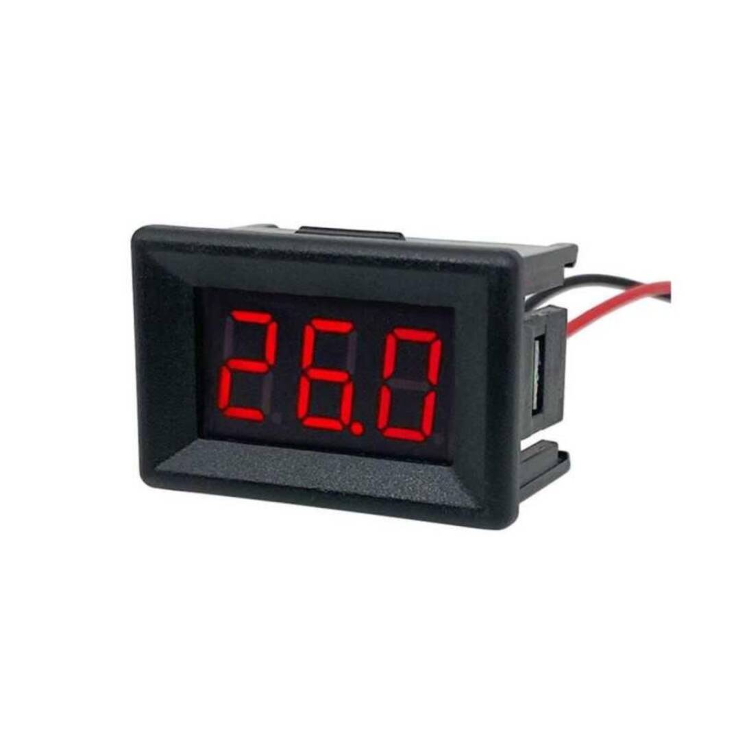 0.36 inç Dijital Panel Voltmetre - DC 2.4-30V, 2 Kablolu, Kırmızı - 1