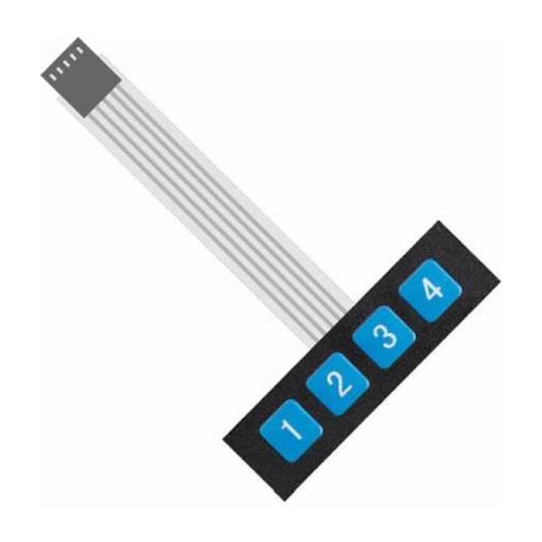 1x4 Membran Tuş Takımı - 4 Tuş, Yapışkanlı - 1