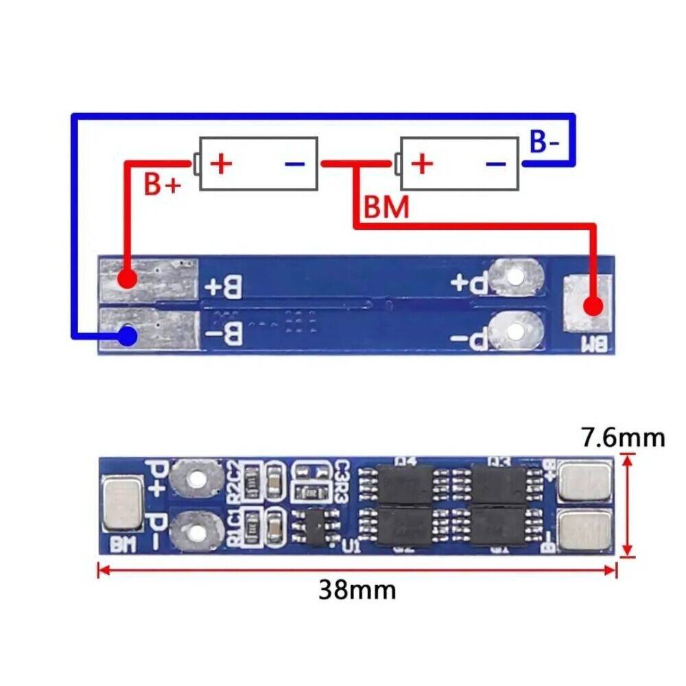 2S 8A BMS Lityum Pil Koruma Devresi - 7.4V / 8.4V, 18650 ve LiPo Uyumlu - 3