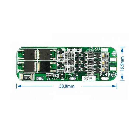 3S 20A BMS Lityum Pil Koruma Devresi - 12.6V, 18650 ve LiPo Uyumlu - 2
