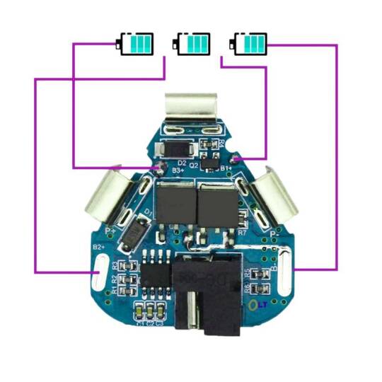 3S 8A Üçgen BMS Koruma Devresi - 12.6V, Armut Batarya - 4