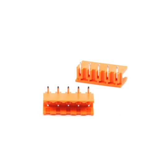 5 Pin 5.08mm Geçmeli Klemens - 90° Erkek, Turuncu