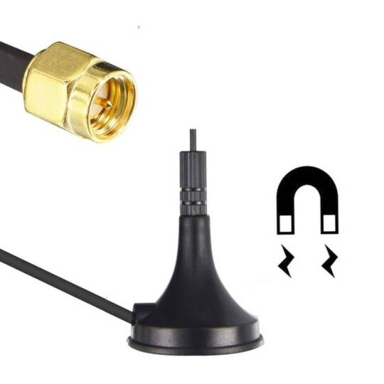 5800MHz 12dBi WiFi Anten - 22.3cm, Manyetik Tabanlı, SMA Erkek - 3