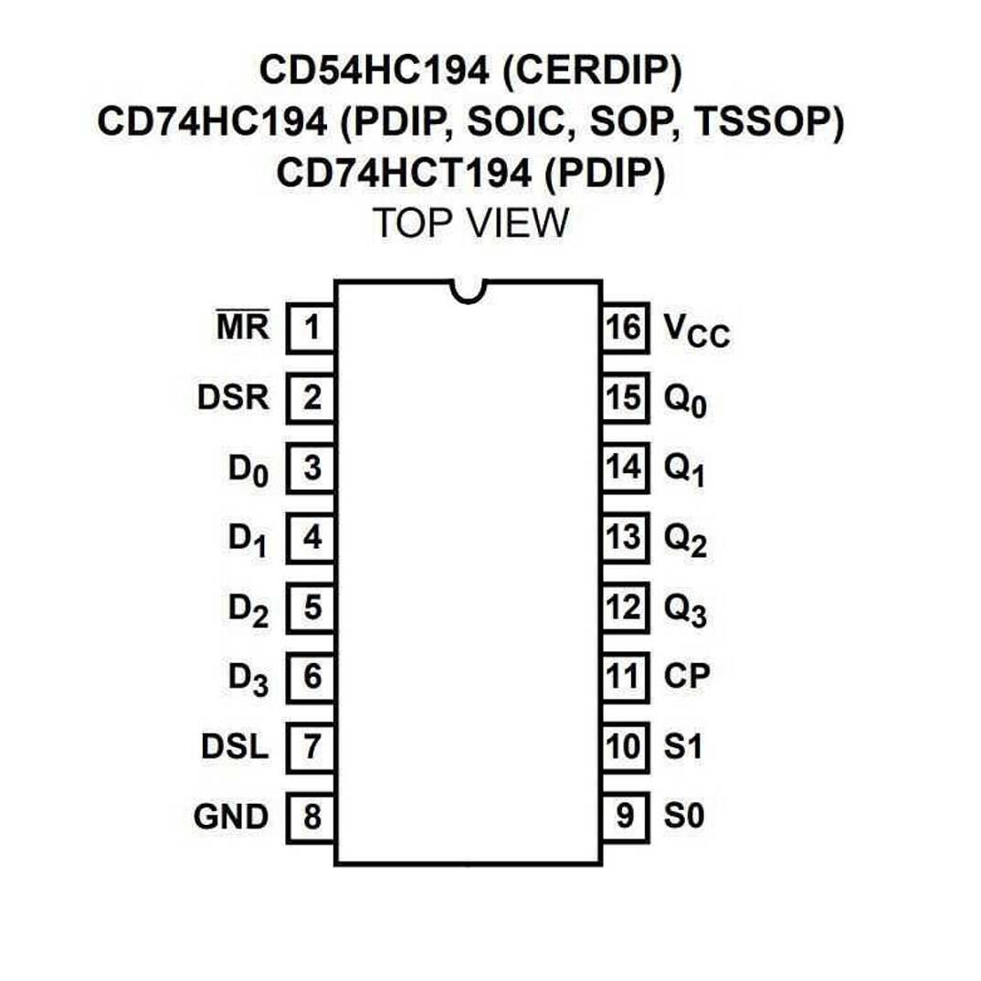 74LS194 DIP-16 Entegre - 4 Bit Kaydırmalı Yazmaç - 3