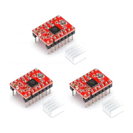 A4988 Step Motor Sürücü Kartı - Kırmızı PCB, Soğutuculu