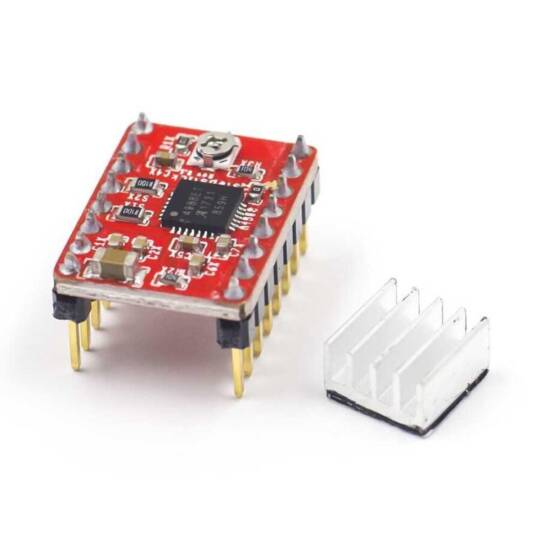 A4988 Step Motor Sürücü Kartı - Kırmızı PCB, Soğutuculu - 2