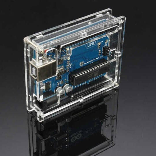Arduino UNO R3 Uyumlu Pleksi Koruma Kutusu - Şeffaf - 4