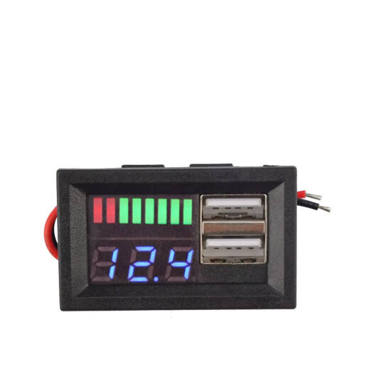 Çift USB Çıkışlı Pano Tipi Voltmetre - 5V 2.1A