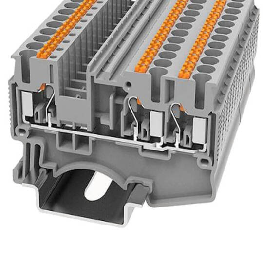 Degson DS2.5-TW DIN Ray Klemens - 2.5mm² Push-In, 1 Giriş 2 Çıkış, Gri