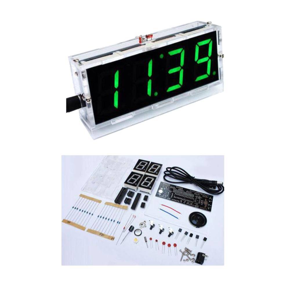 DIY Dijital Saat ve Termometre Kiti - Yeşil LED Display, Lehimleme Seti - 1