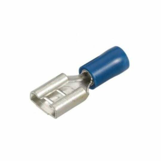Faston Kablo Ucu Dişi 6.3mm - Kovan İzoleli, Mavi