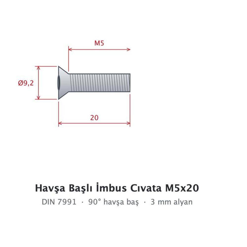 Havşa Başlı Cıvata M5x20mm - 2