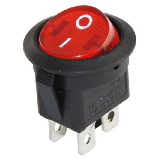 IC-131-4 Yuvarlak Işıklı On-Off Anahtar - 4 Pin, Kırmızı