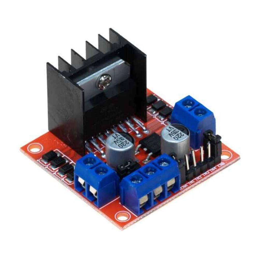 L298N Çift Motor Sürücü Kartı - Kırmızı PCB, Voltaj Regülatörlü - 1