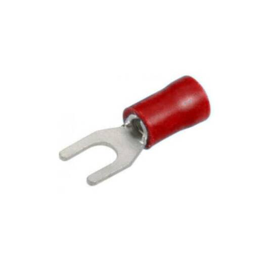 M5 Çatal Tip İzoleli Kablo Pabucu - 0.5-1.5mm², Kırmızı