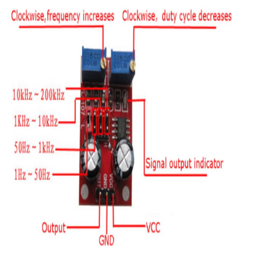 NE555 Kare Dalga Sinyal Jeneratörü Modülü - 1Hz-200kHz - 3