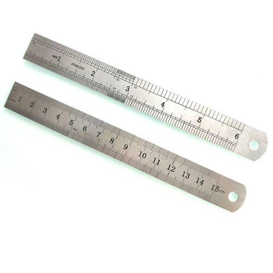 Paslanmaz Çelik Cetvel - 15cm / 6 inç, cm ve inç Ölçekli - 2