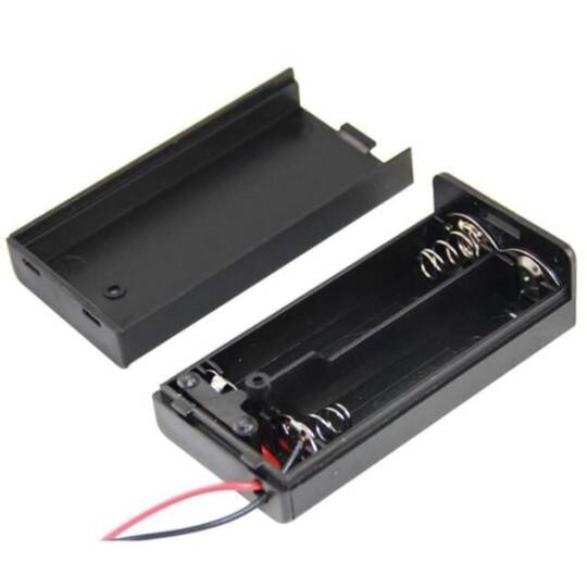 Powermaster 2'li AA Pil Yuvası - Kapaklı, Anahtarlı (IC-233C)