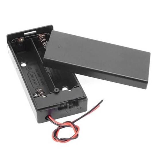 Powermaster 2'li AA Pil Yuvası - Kapaklı, Anahtarlı (IC-233C) - 2