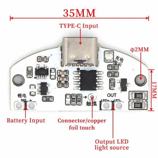 Type-C LED Dimmer Modülü - Dokunmatik - 2