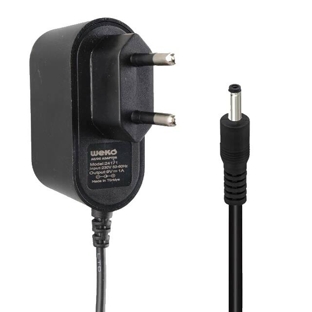 Weko 9V 1A Priz Tipi Adaptör - 3.5x1.35mm Uçlu, Yerli Üretim - 1
