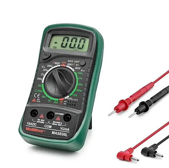 WellHise MAS830L Dijital Multimetre - Işıklı Ekran, CAT II 600V - 2