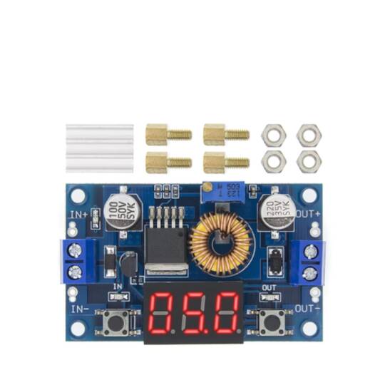 XL4015 Ekranlı Ayarlanabilir Voltaj Düşürücü - 5A 75W, Soğutuculu