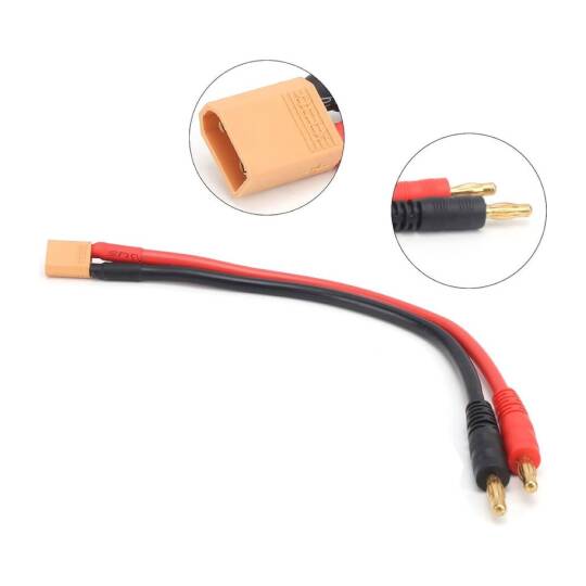 XT30 - 4.0mm Banana Şarj Kablosu - 20cm, 14AWG Silikon - 2