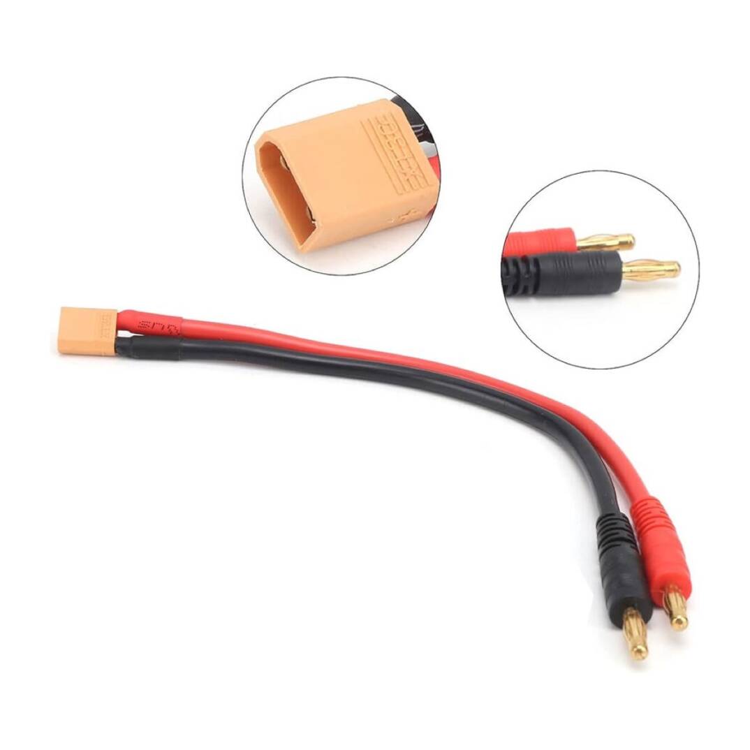XT30 - 4.0mm Banana Şarj Kablosu - 20cm, 14AWG Silikon - 2