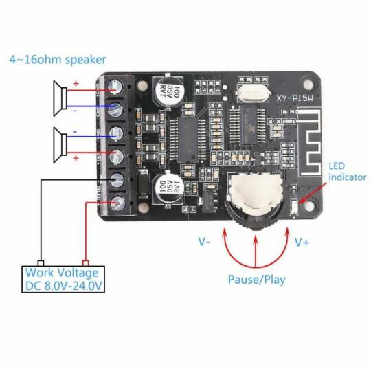 XY-P15W Bluetooth Stereo Amfi Modülü - 2x15W, Ses Ayarlı - 3