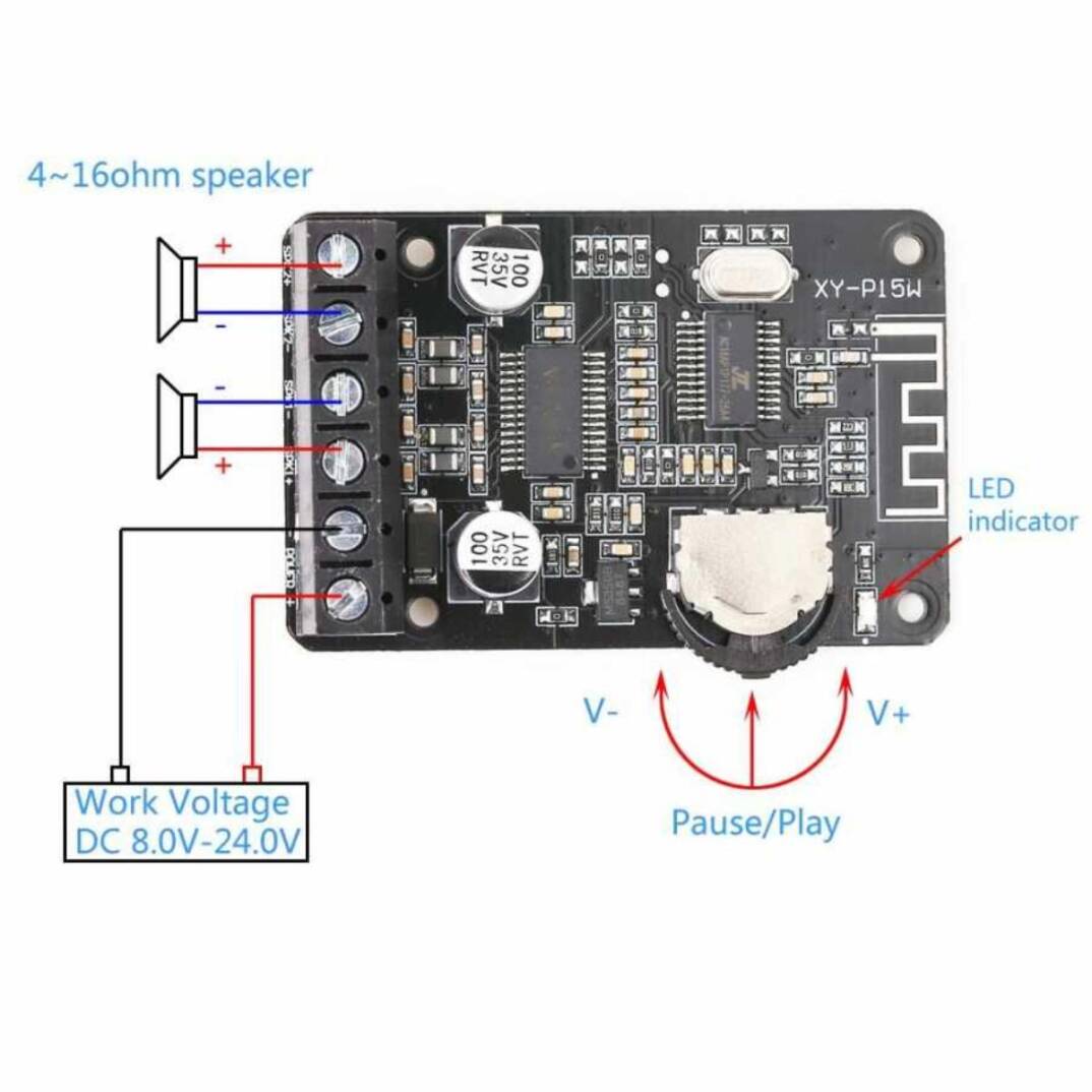 XY-P15W Bluetooth Stereo Amfi Modülü - 2x15W, Ses Ayarlı - 3